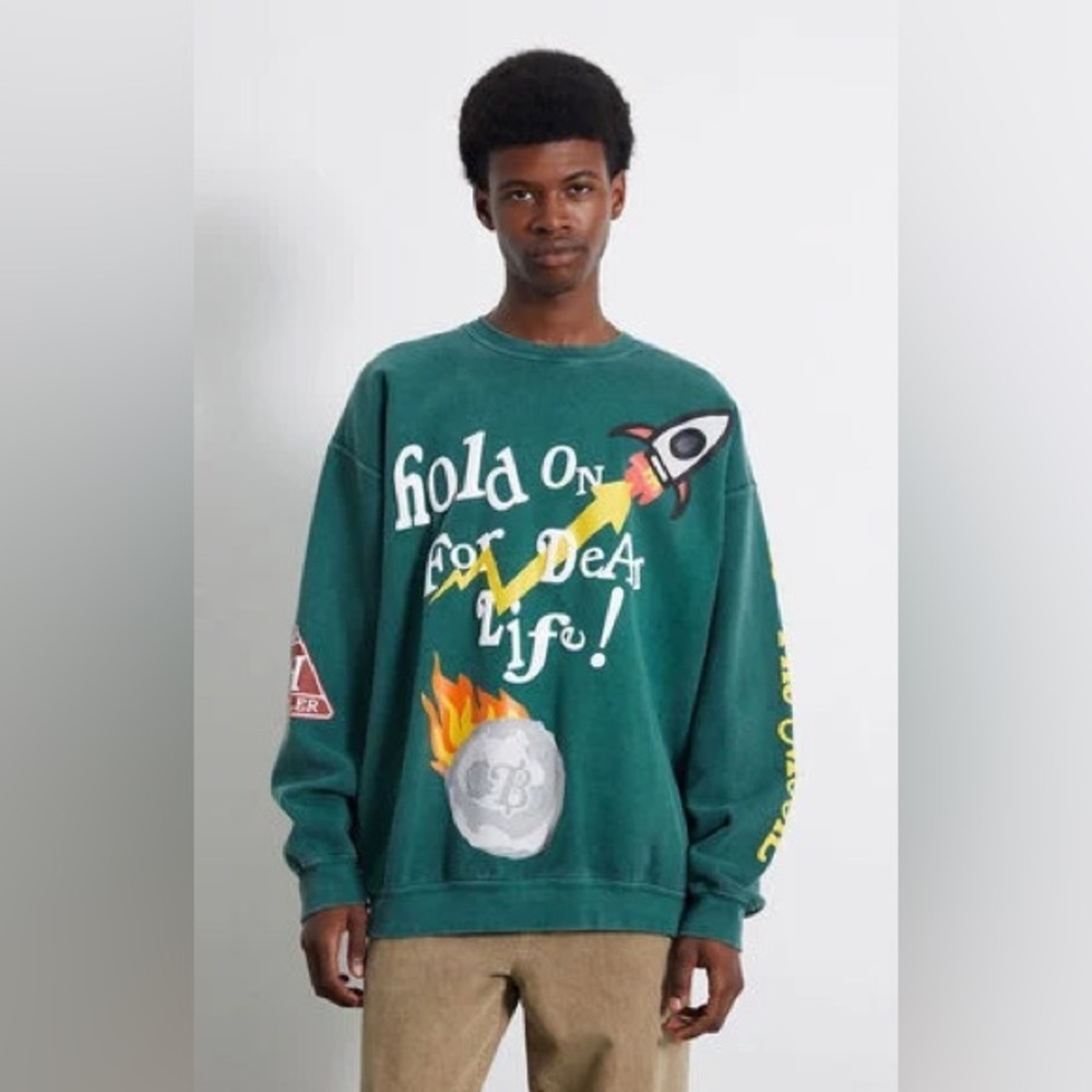 PacSun Hold On For Life Rocket Crew Neck Sweatshirt - Size Small